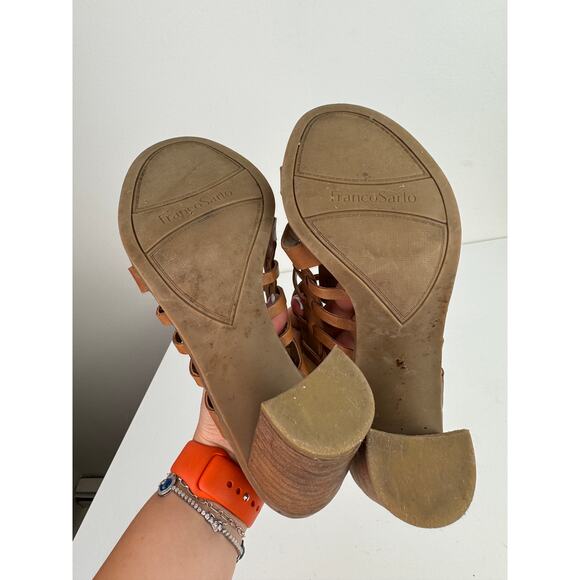 Franco Sarto Darina Women's Shoes US 8.5 Brown Leather Block Heel Strappy Sandal - Picture 5 of 8